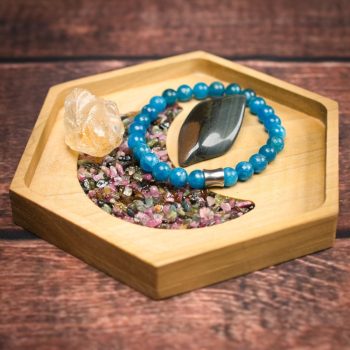 Rainbow Tourmaline Crescent Moon Orgonite Charger Ring Dish