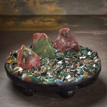 Bloodstone and Fancy Jasper Orgonite Charger Trinket Stand