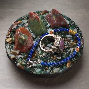 Bloodstone and Fancy Jasper Orgonite Charger Trinket Stand