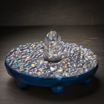 Angel Aura Quartz Orgonite Charger Trinket Stand
