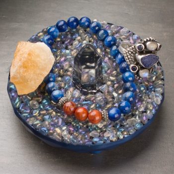 Angel Aura Quartz Orgonite Charger Trinket Stand