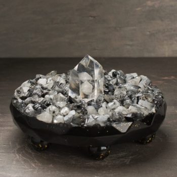 Tourmalinated Quartz Orgonite Charger Trinket Stand