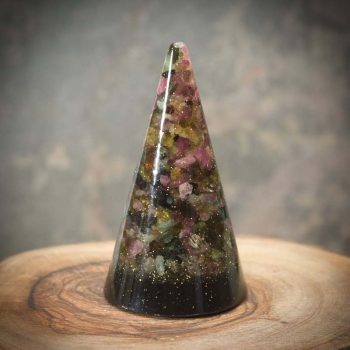 Rainbow Tourmaline Orgonite Ring Cone