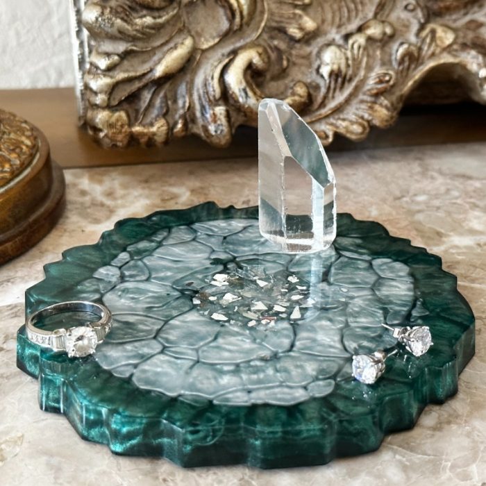 Green Crackle Geode Vanity Tray