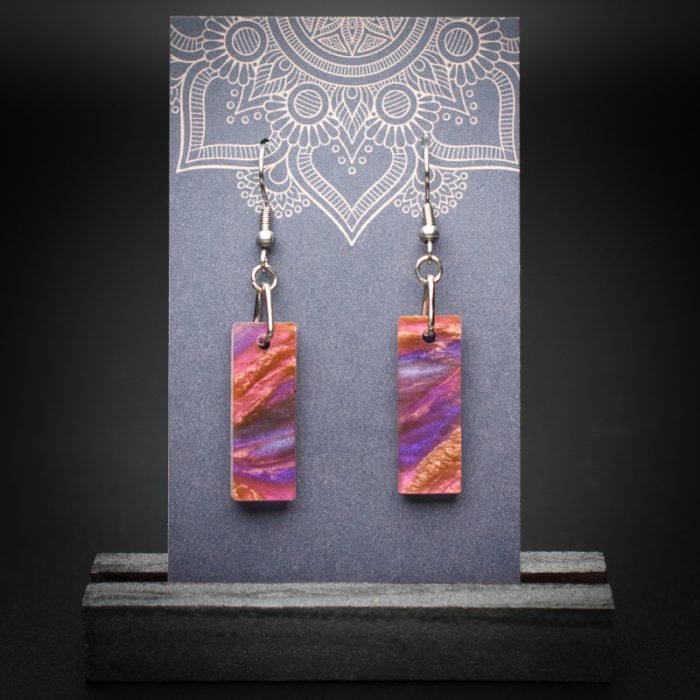 Moroccan Plum Small Rectangle Earrings