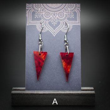 Scarlet Flame Small Triangle Earrings