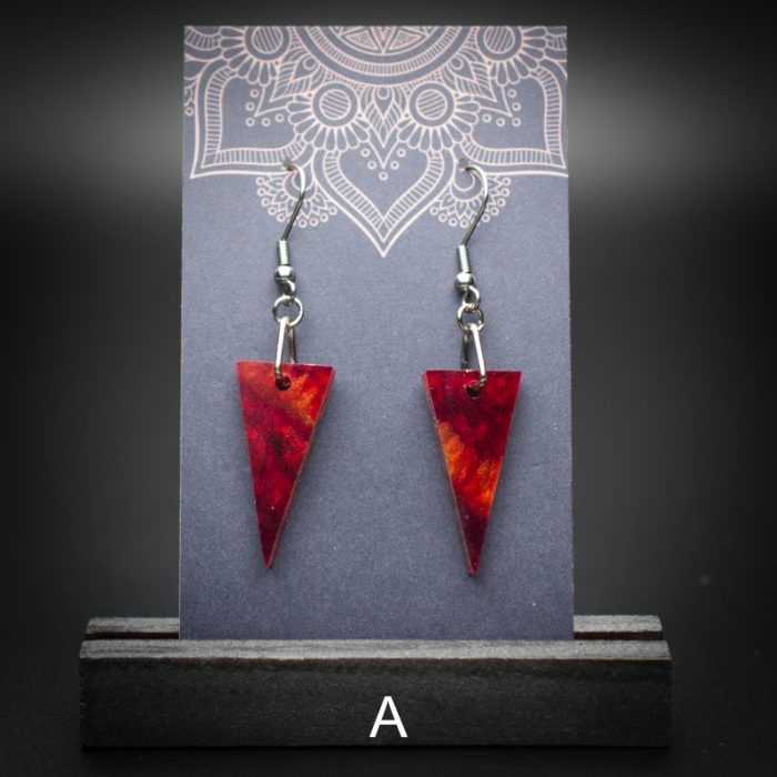Scarlet Flame Small Triangle Earrings