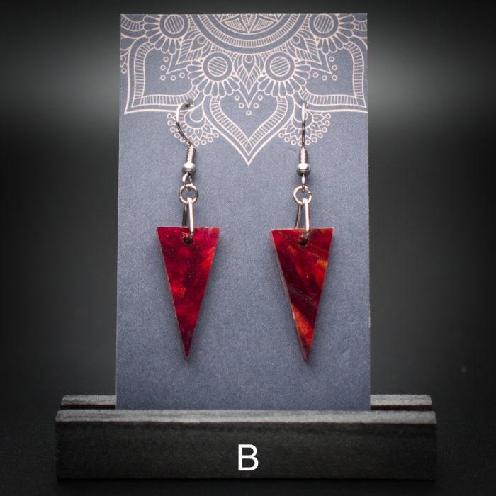 Scarlet Flame Small Triangle Earrings