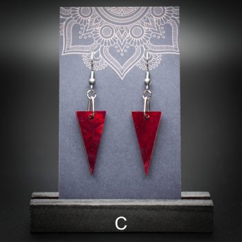 Scarlet Flame Small Triangle Earrings