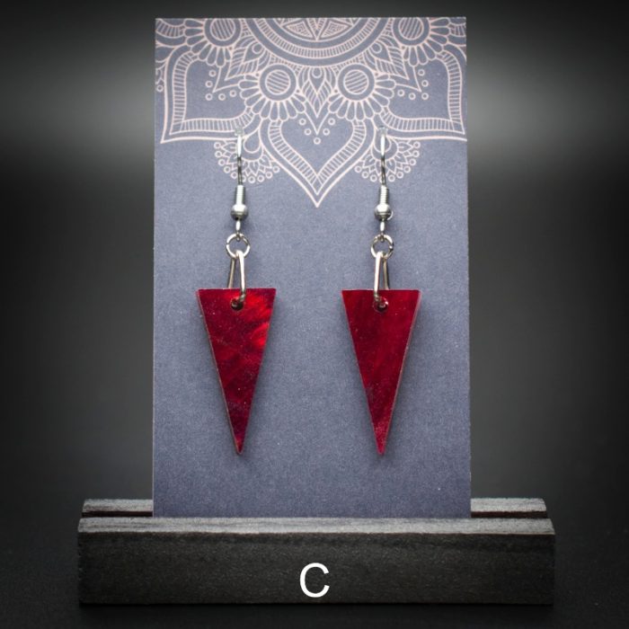 Scarlet Flame Small Triangle Earrings