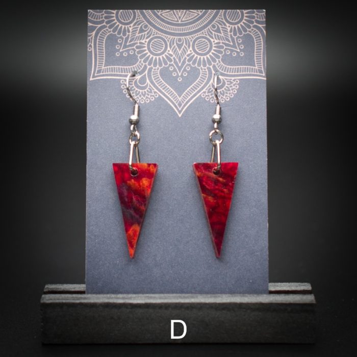 Scarlet Flame Small Triangle Earrings