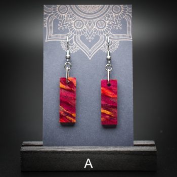 Scarlet Flame Small Rectangle Earrings