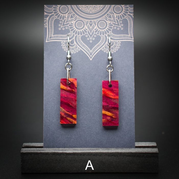 Scarlet Flame Small Rectangle Earrings