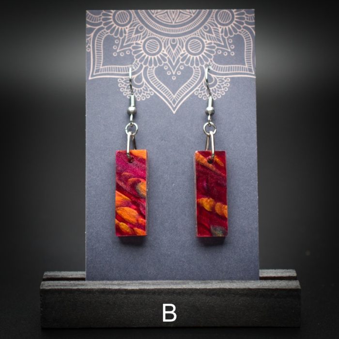 Scarlet Flame Small Rectangle Earrings