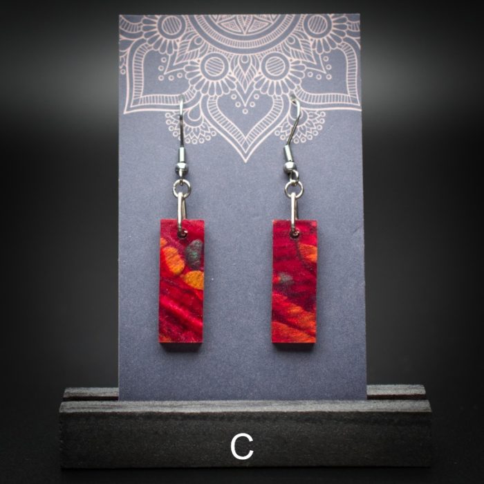 Scarlet Flame Small Rectangle Earrings