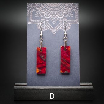Scarlet Flame Small Rectangle Earrings