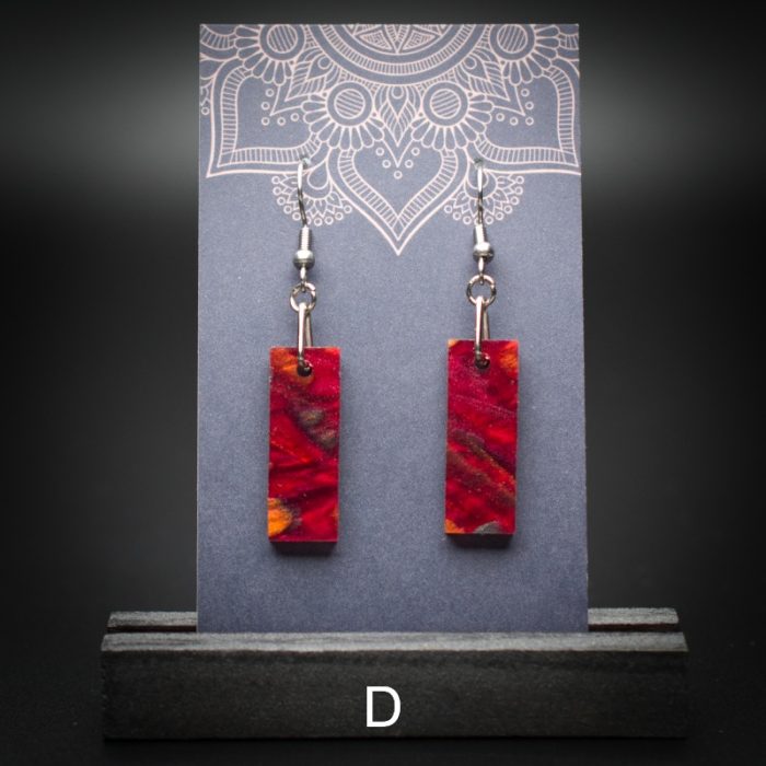 Scarlet Flame Small Rectangle Earrings