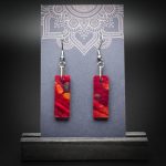 Scarlet Flame Small Rectangle Earrings