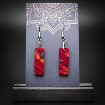 Scarlet Flame Small Rectangle Earrings