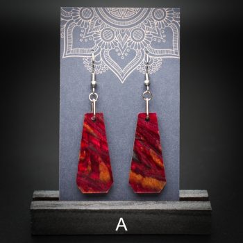 Scarlet Flame Medium Polygon Earrings