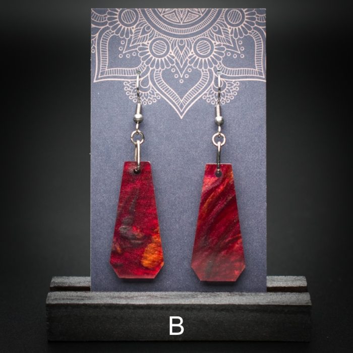 Scarlet Flame Medium Polygon Earrings