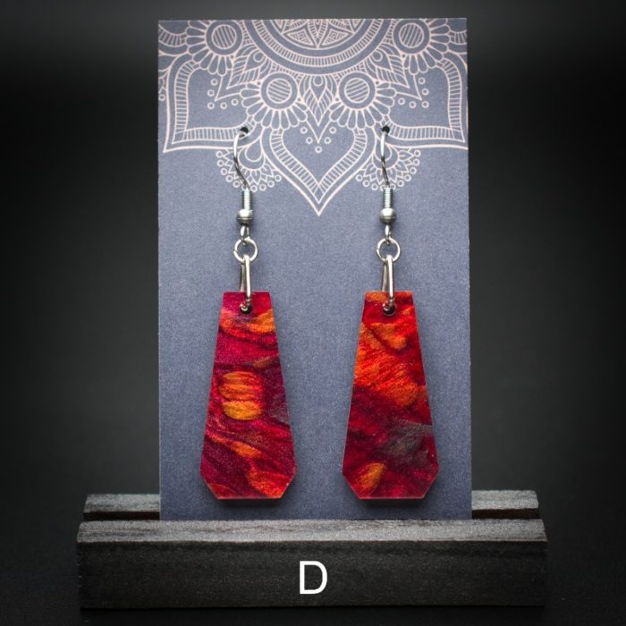 Scarlet Flame Medium Polygon Earrings