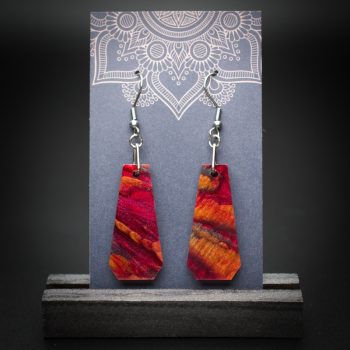 Scarlet Flame Medium Polygon Earrings