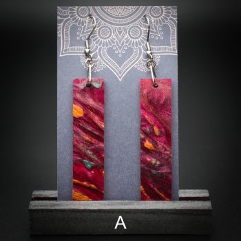 Scarlet Flame Large Rectangle Earrings
