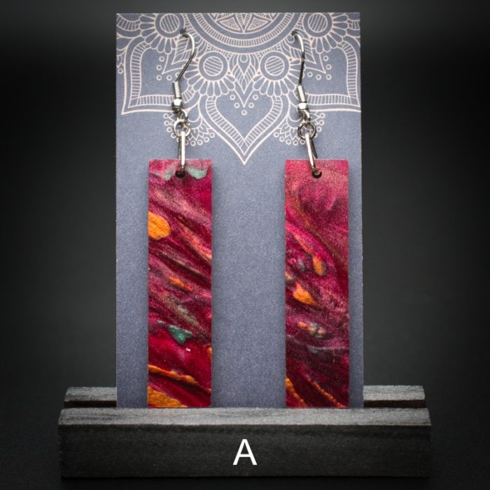 Scarlet Flame Large Rectangle Earrings