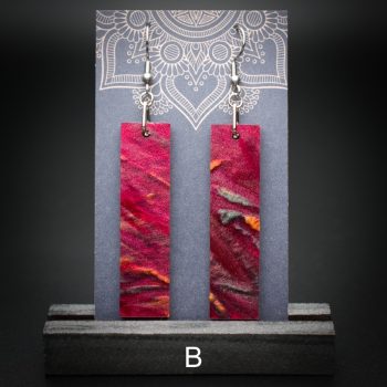 Scarlet Flame Large Rectangle Earrings