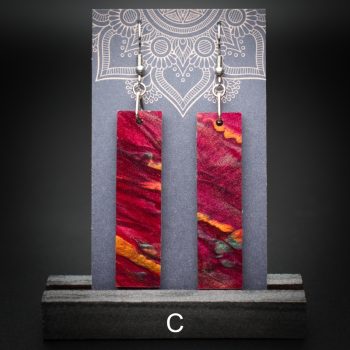 Scarlet Flame Large Rectangle Earrings