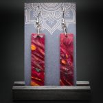 Scarlet Flame Large Rectangle Earrings