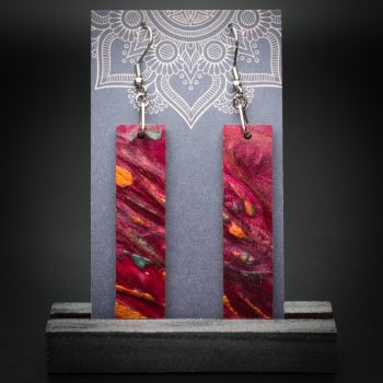 Scarlet Flame Large Rectangle Earrings