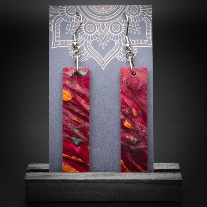 Scarlet Flame Large Rectangle Earrings