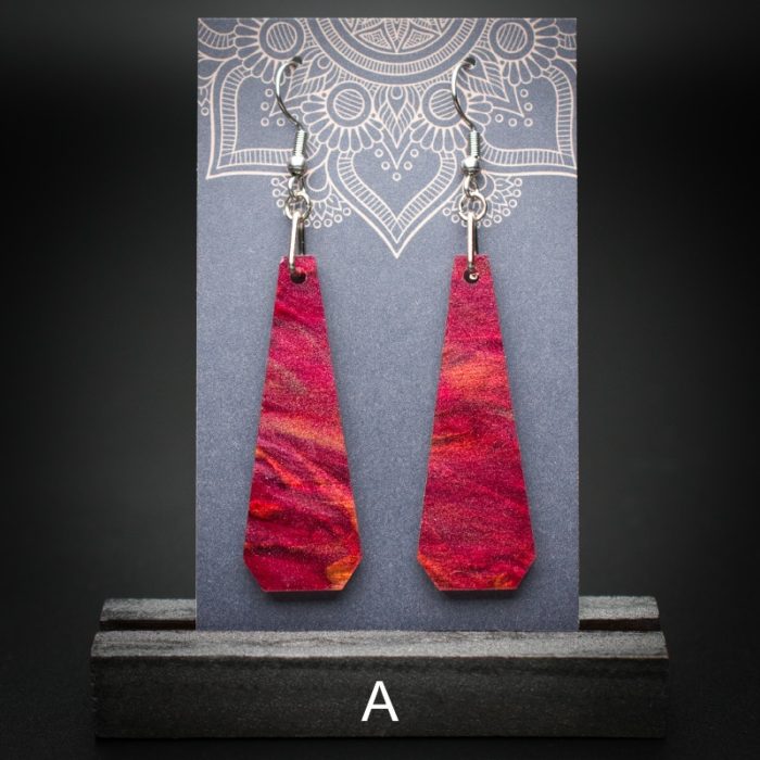 Scarlet Flame Large Polygon Earrings