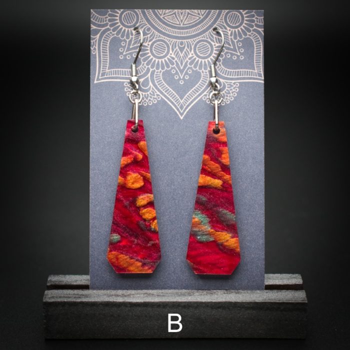 Scarlet Flame Large Polygon Earrings