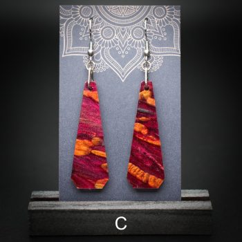 Scarlet Flame Large Polygon Earrings