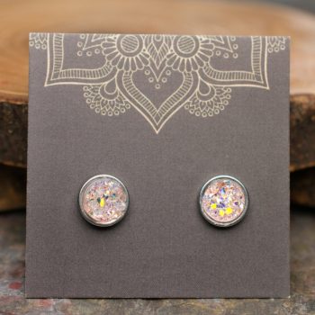 Sparkly Pink Blush Druzy Surgical Steel Stud Earrings