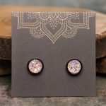 Sparkly Pink Blush Druzy Stainless Steel Stud Earrings