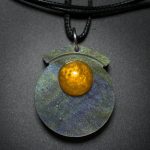 Circle Pendant in Green Purple Gold