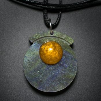 Circle Pendant in Green Purple Gold