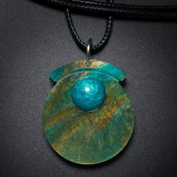 Circle Pendant in Green Gold Teal