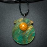 Circle Pendant in Green and Gold