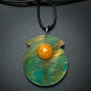 Circle Pendant in Green and Gold