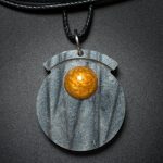 Circle Pendant in Gray and Gold