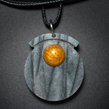 Circle Pendant in Gray and Gold