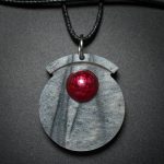 Circle Pendant in Gray and Red
