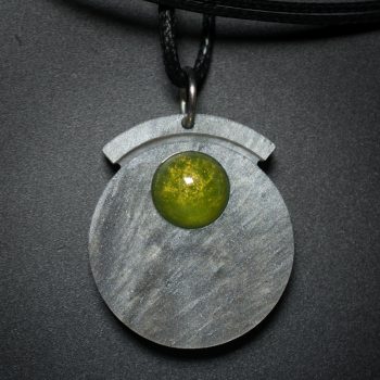 Circle Pendant in Gray and Green