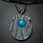 Circle Pendant in Gray and Teal
