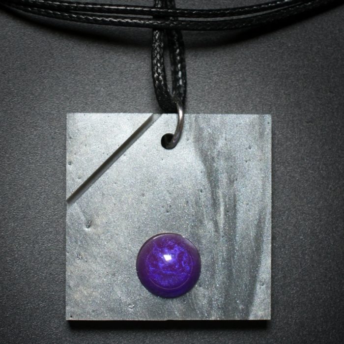 Square Pendant in Gray and Purple